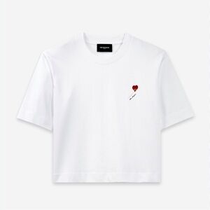 The Kooples White T-Shirt with Embroidery Size Small